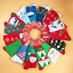 Bas <span class=keywords><strong>de</strong></span> noël unisexe en coton, elk, neige, père noël, bas pour hommes et femmes - Product Image 1