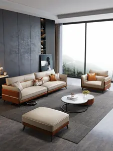 Modulares Sofa Moderne 4-Personen-Sitz vollwertige Größe weiches Leder gepolstertes Wohnzimmer-Sofa