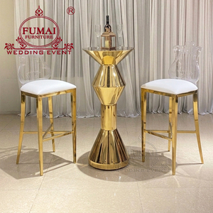 Modern High- Top Round Gold Stainless Steel Cocktail <b>Table</b> for Events Party - Product Image 3