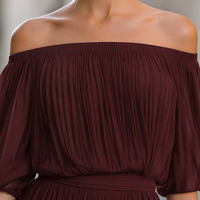 Robe longue élégante bordeaux Joydressing à épaules dénudées, sexy, plissée en mousseline, avec fente haute, pour soirées et fêtes, vente en gros, personnalisable