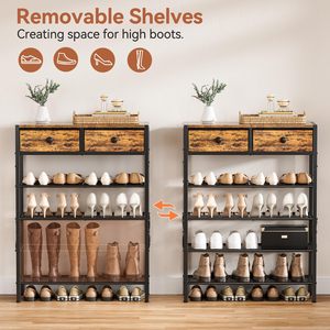 SENYU Zapatero Metálico Desmontable de Cuatro Niveles, Mueble de Almacenamiento Moderno y Minimalista para Entrada, Organizador con Cajones para Sala de Estar/Comedor - Product Image 4