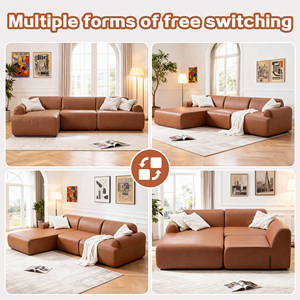 <span class=keywords><strong>Sofa</strong></span> Seksional Modular Bentuk L 105 inci - <span class=keywords><strong>Sofa</strong></span> Tanpa Rangka Terkompresi dengan Sarung yang Dapat Dilepas dan Dicuci - Product Image 3