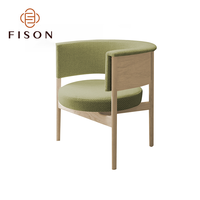 Chaises de salle à manger modernes en bois nordique avec tissu en lin, pour hôtels, cafés, restaurants, chaises en bois massif à accoudoirs ronds