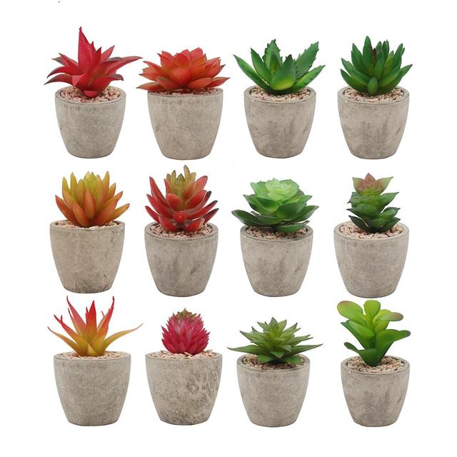 Factory Top Quality Pulp Potted Artificial Succulents Plants Mini Decorative Succulent Plant for Home Office Table Decoration