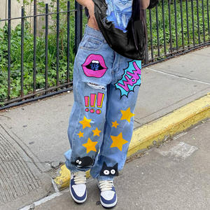 Prix d'usine multi-poches Vintage Denim lavé à l'acide jean ample jeunes Street Wear Jeans en denim lavé lourd - Product Image 2