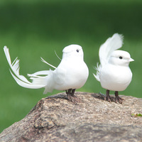 Petites colombes artificielles blanches à plumes, attachées aux branches, 12 cm, en fausse fourrure, oiseaux décoratifs de style pastoral pour la vente en gros