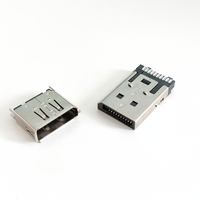 Conector DisplayPort SMT de Ángulo Recto de 20 Pines Macho, Adaptador Convertidor DP Macho a Hembra de 180 Grados, Accesorio para PCB