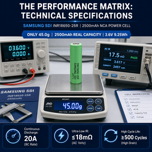 Batterie <span class=keywords><strong>Samsung</strong></span> 18650 <span class=keywords><strong>INR18650</strong></span> <span class=keywords><strong>25R</strong></span> 2500mAh 30A 3.7V rechargeable, cellule de batterie lithium-ion cylindrique 8C à décharge rapide 18650 <span class=keywords><strong>Samsung</strong></span> - Product Image 4