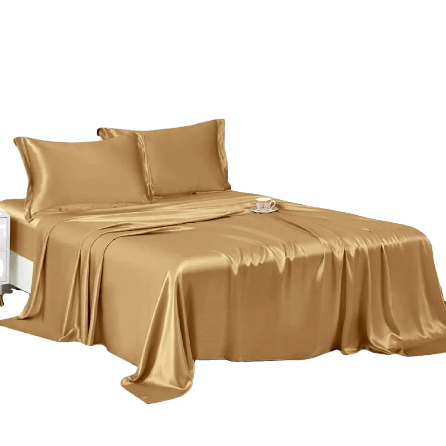 Lüks altın dut yatak örtüsü yatak çarşafı yorgan yatak örtüsü seti derin boyutu ile