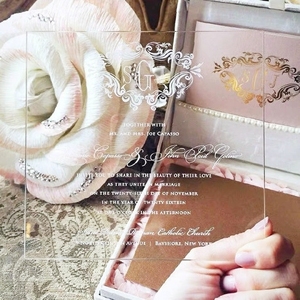 Invitations de mariage en acrylique découpées au laser | Cartes et panneaux d'annonce personnalisés | Papeterie de mariée gravée de qualité supérieure - Product Image 2