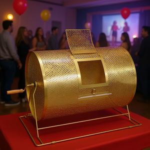 Tambour de tombola en laiton plaqué, 14,8 x 21,26, à manivelle, pour tirage au sort, fournitures de fête - Product Image 2