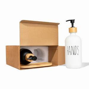 16盎司哑光黑白玻璃分配器瓶套装，带手盘泵 - Product Image 6