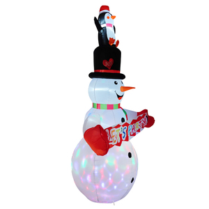 Decorazione Gonfiabile Natalizia da 8 Piedi con Pupazzo di Neve e Pinguino, Luci LED Rotanti, Resistente alle Intemperie, in Poliestere - Product Image 2