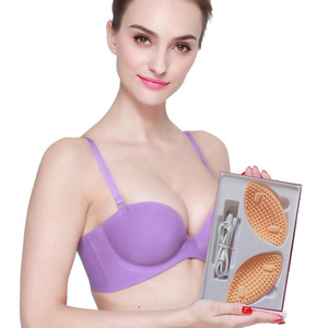 Breast Massager KM-108J Electric <b>Vibration</b> Silicone Portable USB Rechargeable Pink - Product Image 2