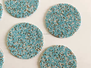Gift Idea Red <b>Round</b> Handmade Beaded Placemats Desk <b>Mat</b> Mug Rug Coasters for Dining <b>Table</b> - Product Image 2
