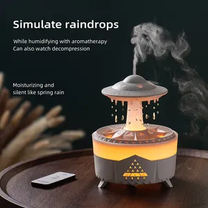 UFO Rain Drop Aroma Difusor Umidificador Night light 350ml 7 Cores Lâmpada LED Ultrasonic Controle Remoto Chuva Nuvem Aroma Difusor