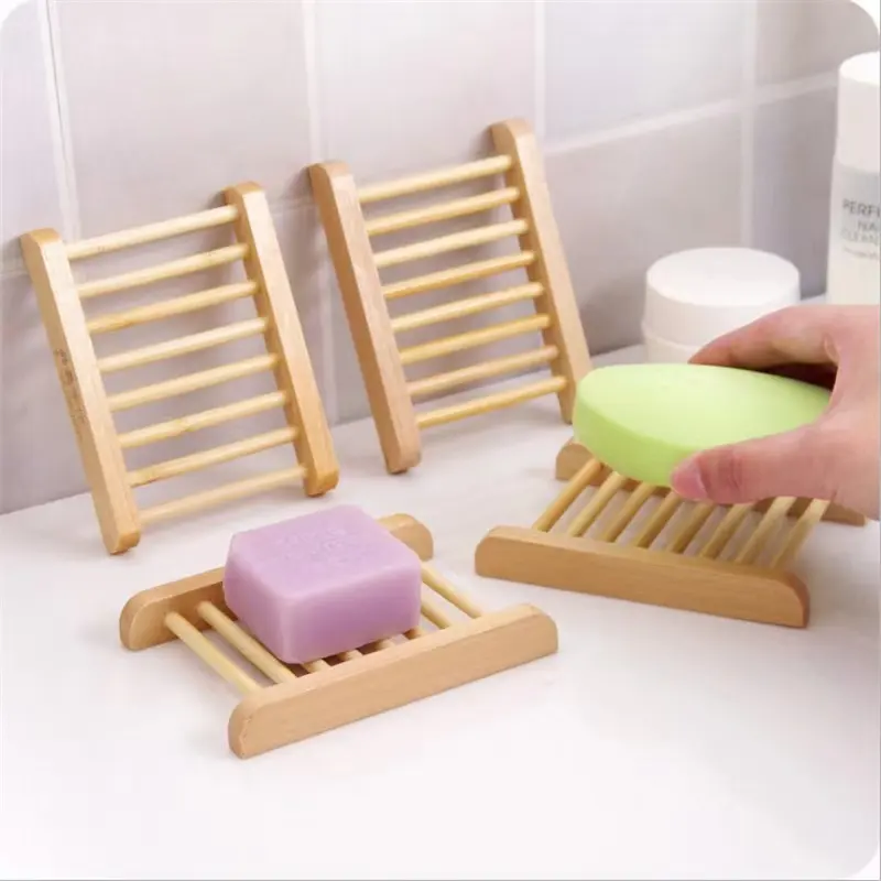 Porte-savon en bois de bambou naturel, porte-savon en bois, porte-savon en bois, porte-savon en assiette boîte conteneur pour bain douche salle de bains