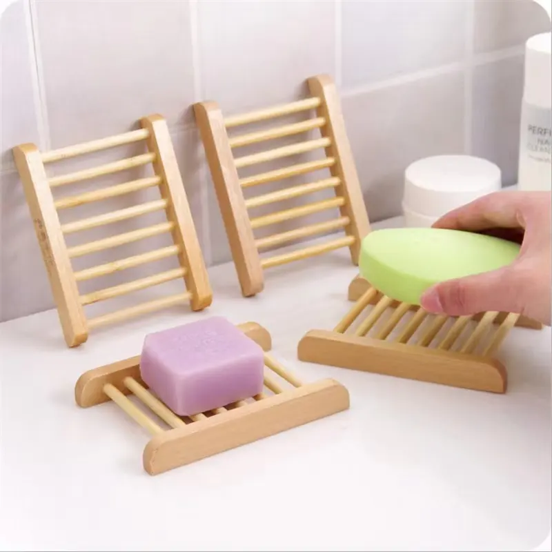 Soporte de madera de bambú Natural para jabón, bandeja de madera para almacenamiento de jabón, caja de plato, contenedor para baño y ducha, barato