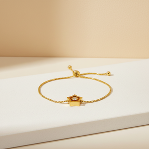 Bracelet minimaliste en acier inoxydable 316L plaqué or 18 carats, résistant à l'eau, non ternissant, bijoux de mode en gros, motif étoile - Product Image 3