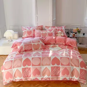 100% Katoenen Bedrukt Beddengoed Van Goede Kwaliteit Beddengoed Microfiber Stof Bloemenprint 40 Plant Moderne Kwaliteit Een Bedset-1021 4 Stuks