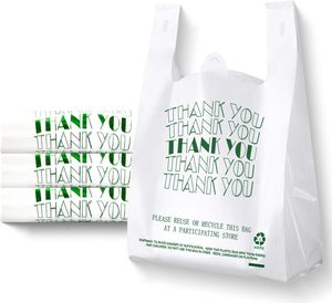 Sacs à provisions en plastique recyclables de conception de T-shirt de gousset latéral Sacs de marchandises de catégorie comestible avec des poignées pour l'usage de supermarché - Product Image 1