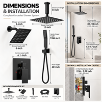 Système de douche encastré 3 fonctions en acier inoxydable 304, mitigeur chaud/froid, ensemble de douche pluie à montage au plafond - Vente en gros