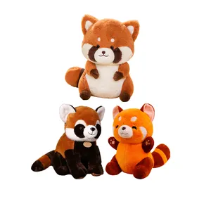 Fábrica Atacado Guaxinim Recheado Zoo Animal Selvagem Recheado Red Raccoon Plush Toy Fluffy Huggable Dolls Presentes Promocionais