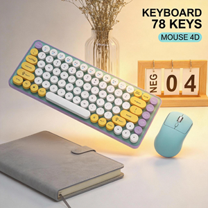 Manufacturer's Wholesale Price OEM Wireless Dual-Mode Mini Ergonomic Blue Suit 85-Key <b>Keyboard</b> + 4D Mouse Battery-Powered - Product Image 6