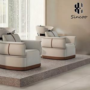 Fauteuil de lavage de luxe ergonomique moderne en cuir PU avec repose-pieds réglable et bac en céramique – Confort optimal pour les professionnels de la coiffure - Product Image 5