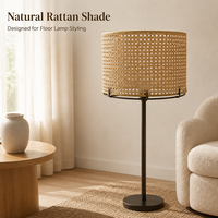 Abat-jour suspendu en rotin naturel de style panier traditionnel européen avec intérieur en PVC transparent – Grande Vente