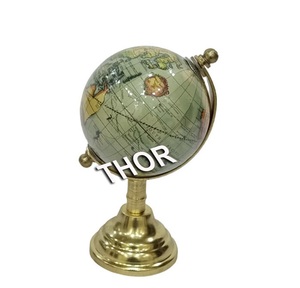 Vintage Multi-Color <b>Rotated</b> World <b>Globe</b> with Brass Polished Base Nautical Table Decor for Schools and Desks Geography Product - Product Image 1