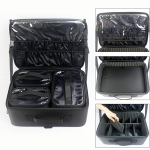Casing Makeup wanita kapasitas besar, casing kosmetik perjalanan <span class=keywords><strong>Organizer</strong></span> tas Makeup profesional kapasitas besar dengan kompartemen - Product Image 6