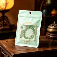 Sachets personnalisés en gros avec logo imprimé, roses, à fenêtre transparente, avec fermeture éclair, pour emballage plastique de bijoux et bracelets faits main