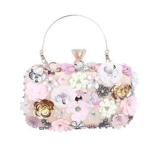 High End Hand Made Clutch Bags Manufacturer Exquisite Appliques Beaded Flower Purse Lady Handbags Luxury Evening Bags Purses