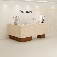 Magasin de vêtements moderne pour femmes Bureau d'accueil Petite table de bar en bois massif noir Comptoir de caisse pour salon de coiffure Simple et élégant