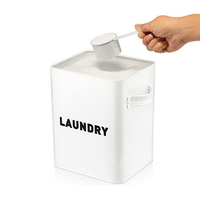 BX Home Détergent à lessive Boîte en poudre Distributeur de savon à lessive en métal Organisation de la buanderie Stockage avec cuillère et couvercle