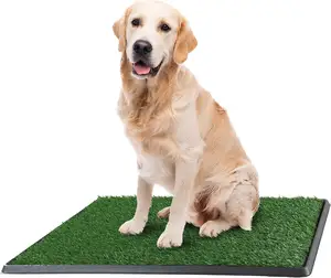Bantalan kencing anak anjing rumput buatan, untuk anjing dan hewan kesayangan kecil-20x30 dapat digunakan kembali 3-lapis bantalan toilet latihan dengan nampan
