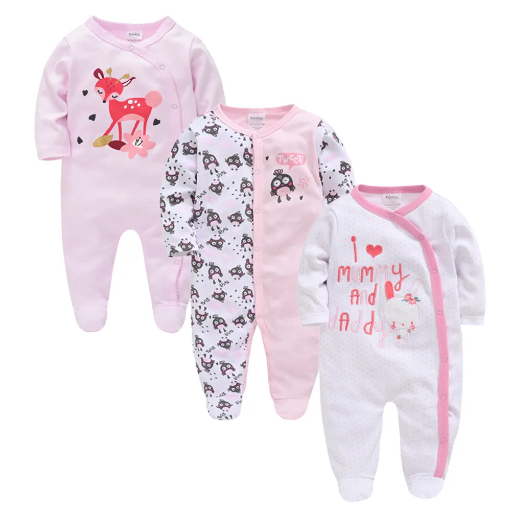 Fitspi Customized Wholesale 3 Pcs/lot Baby Girls Boys Clothes Autumn Summer Cotton Jumpsuit Newborn Babies Rompers