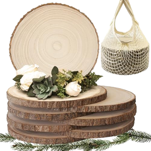 Custom 10pcs Natural Unfinished <b>Wood</b> Discs Rustic Wooden Slabs Rounds Smooth Cut Finish DIY Craft Wedding Party Decor - Product Image 1