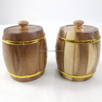 Petite boîte à tonneau en bois antique avec couvercle Pot à tonneau en bois d'acacia pour boîte d'emballage alimentaire, sucre, bonbons, grains de café, thé