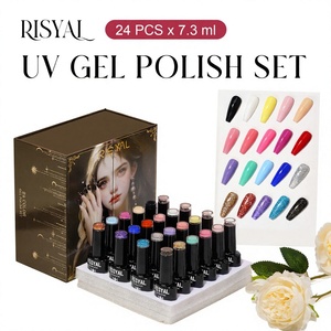 Kit de vernis à ongles en gel 24 pièces, gel de couleur Armor Polish, couches de <span class=keywords><strong>base</strong></span> et de finition, couche de scellement sans rinçage, gels de durcissement UV/LED, pailletés - Product Image 1