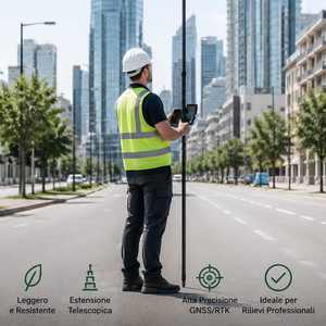 Bastón Telescópico RTK de Carbono, Asta Ligera de 3m para Topografía GNSS y Mediciones Precisas - Product Image 1