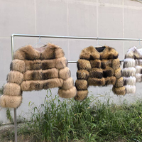 Vente en gros, personnalisation sur mesure, manteau en fourrure de raton laveur véritable, veste chaude et épaisse de luxe pour femmes, veste en fourrure naturelle, manches longues