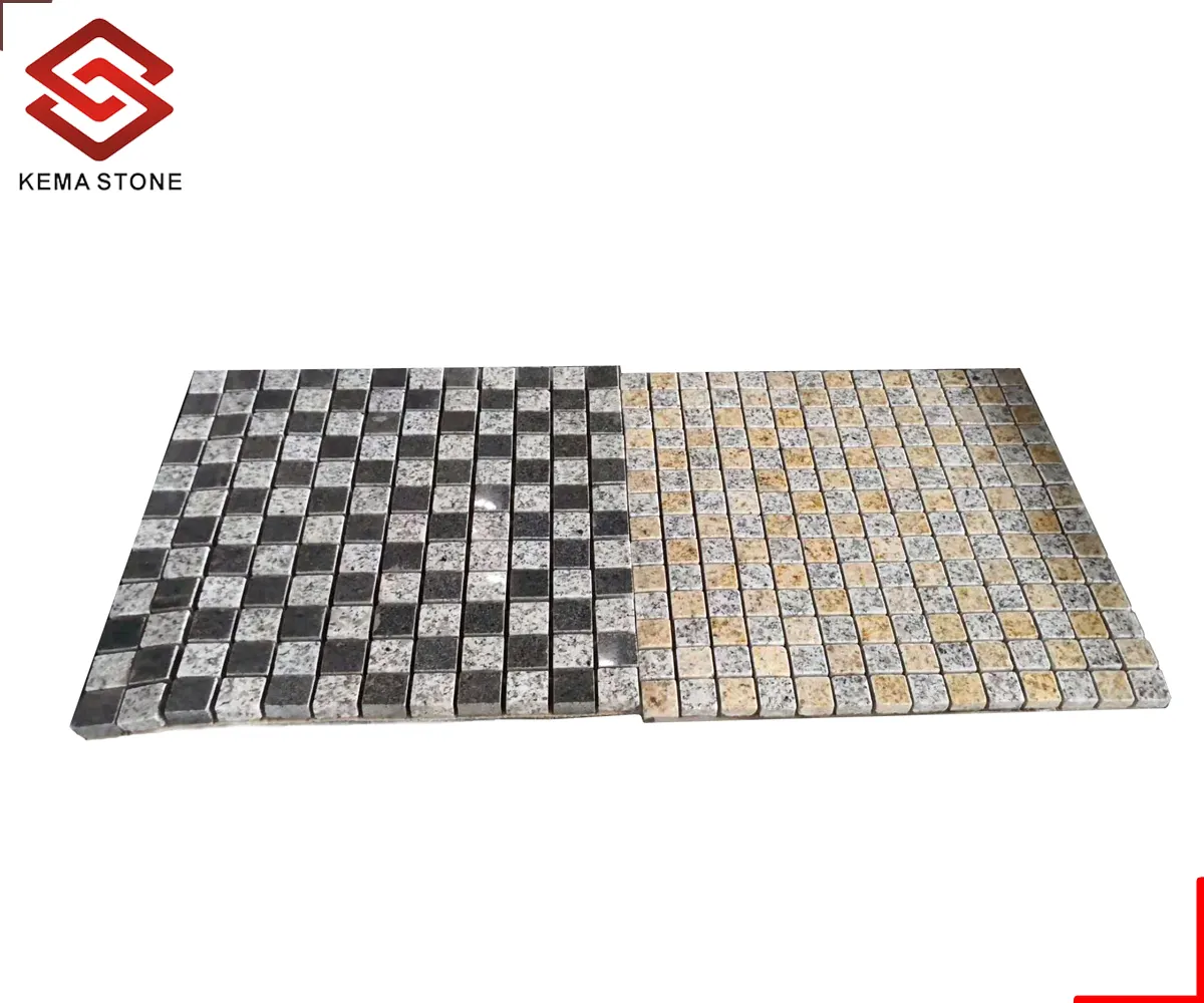 12x12 màu sắc hỗn hợp tối màu xám và ánh sáng màu xám đá vuông tự nhiên Granite Mosaic gạch cho bên ngoài sàn và tường