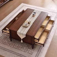 Table basse en bois massif avec tiroir pour salon, combinaison de meuble d'appoint, style moderne, table à thé de luxe avec rangement