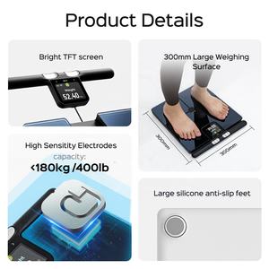 Báscula Inteligente de Baño con Bluetooth y 8 Electrodos, Báscula Electrónica para Composición Corporal, Grasa Corporal y Peso Corporal - Product Image 4