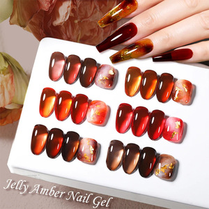 Kit de vernis gel nude cristal brun 8 ml, 6 couleurs, pour salon, manucure hiver rouge foncé, vente en gros - Product Image 5
