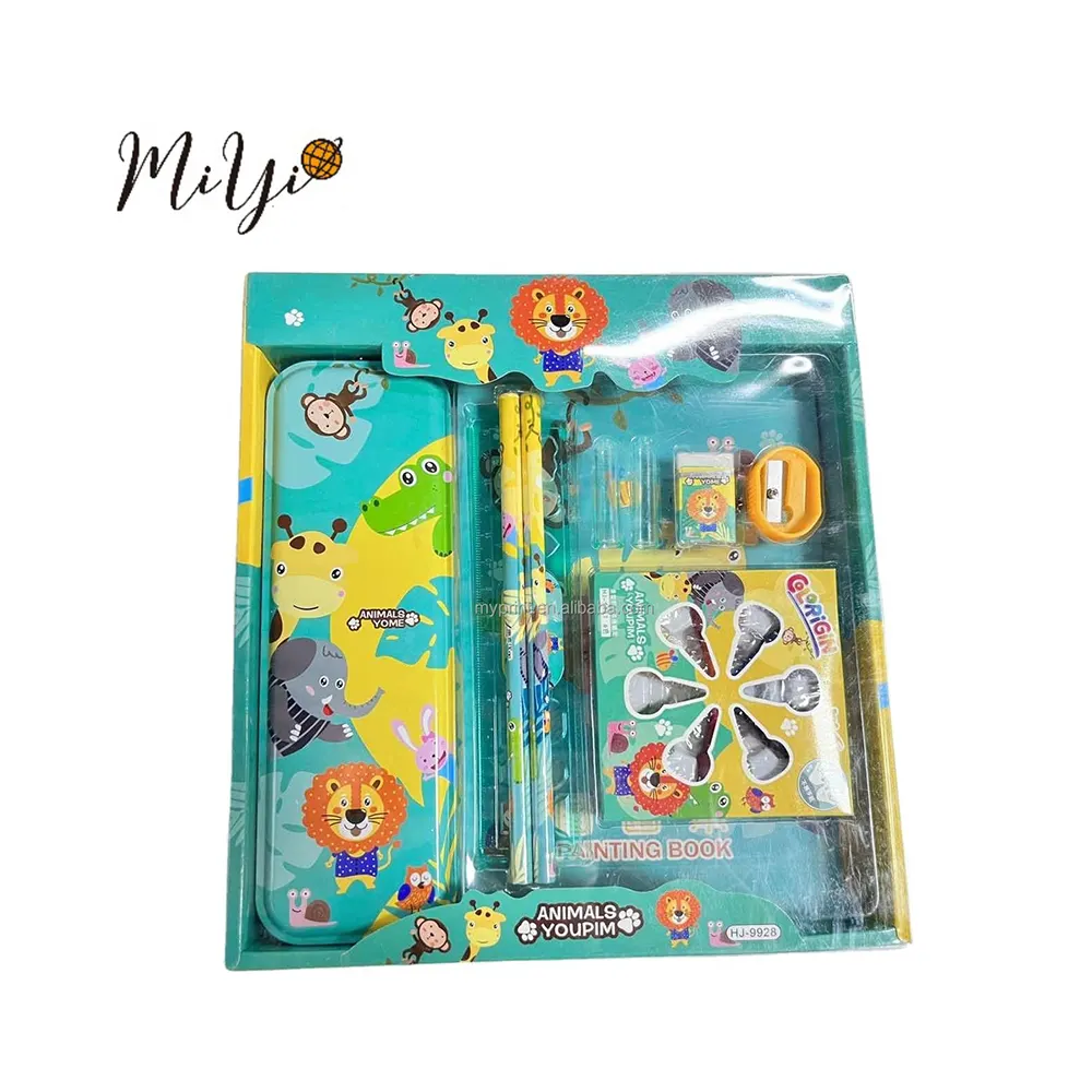 high quality Mini Cute Notebook Gift Set eraser crayons Box School drawing Supply kids Stationery Set for children