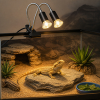 Lampe chauffante double tête pour tortues, lézards et autres reptiles avec LED UVA/UVB à minuterie automatique et supplément de calcium