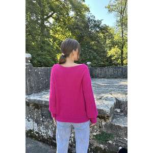 เสื้อไหมพรมสีบานเย็นสำหรับผู้หญิง แขนยาว สวมใส่สบาย ไม่เป็นขุย เกรด 12 GG - Product Image 1